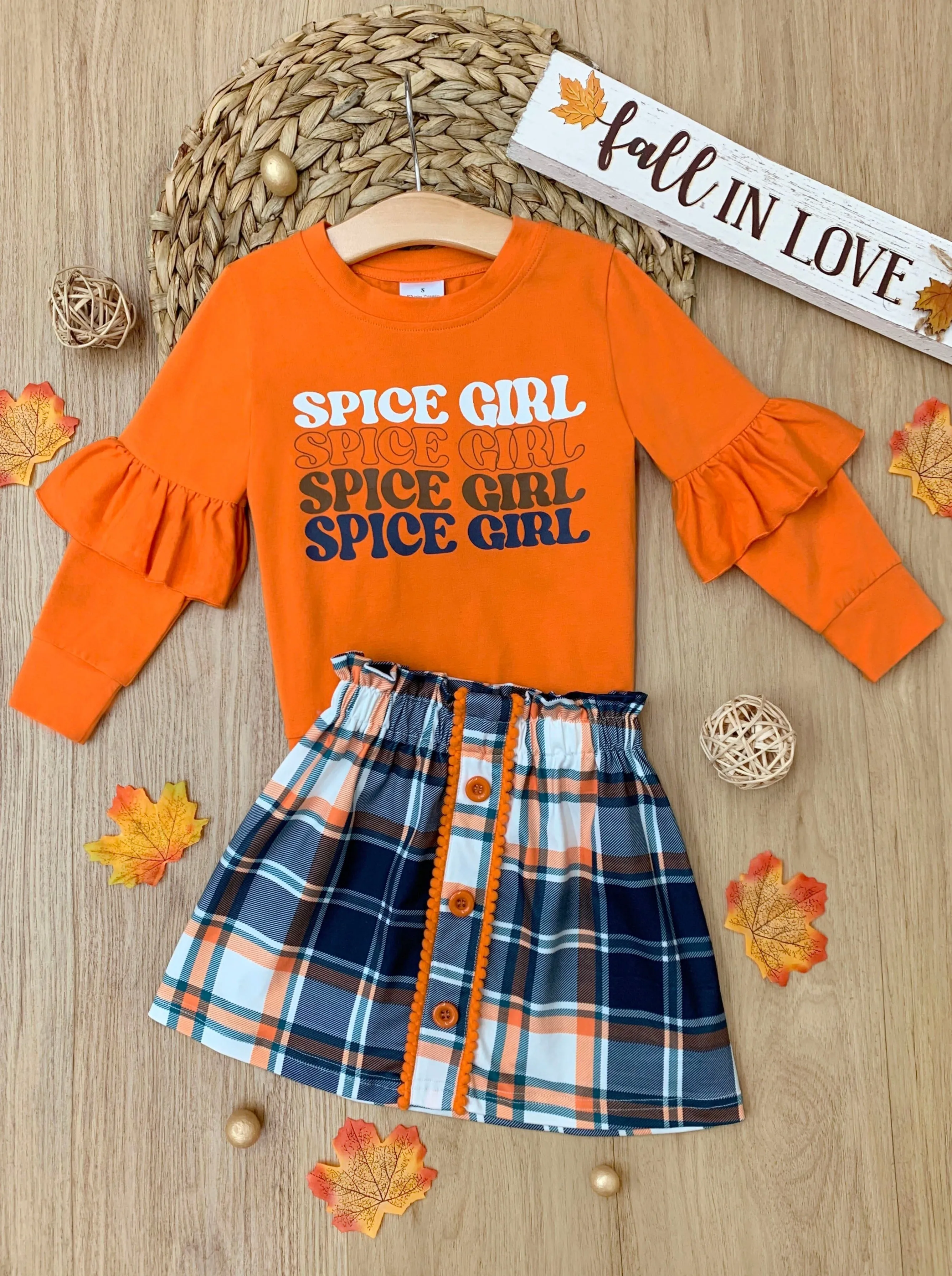 Spice Girl Vibes Plaid Skirt Casual Set