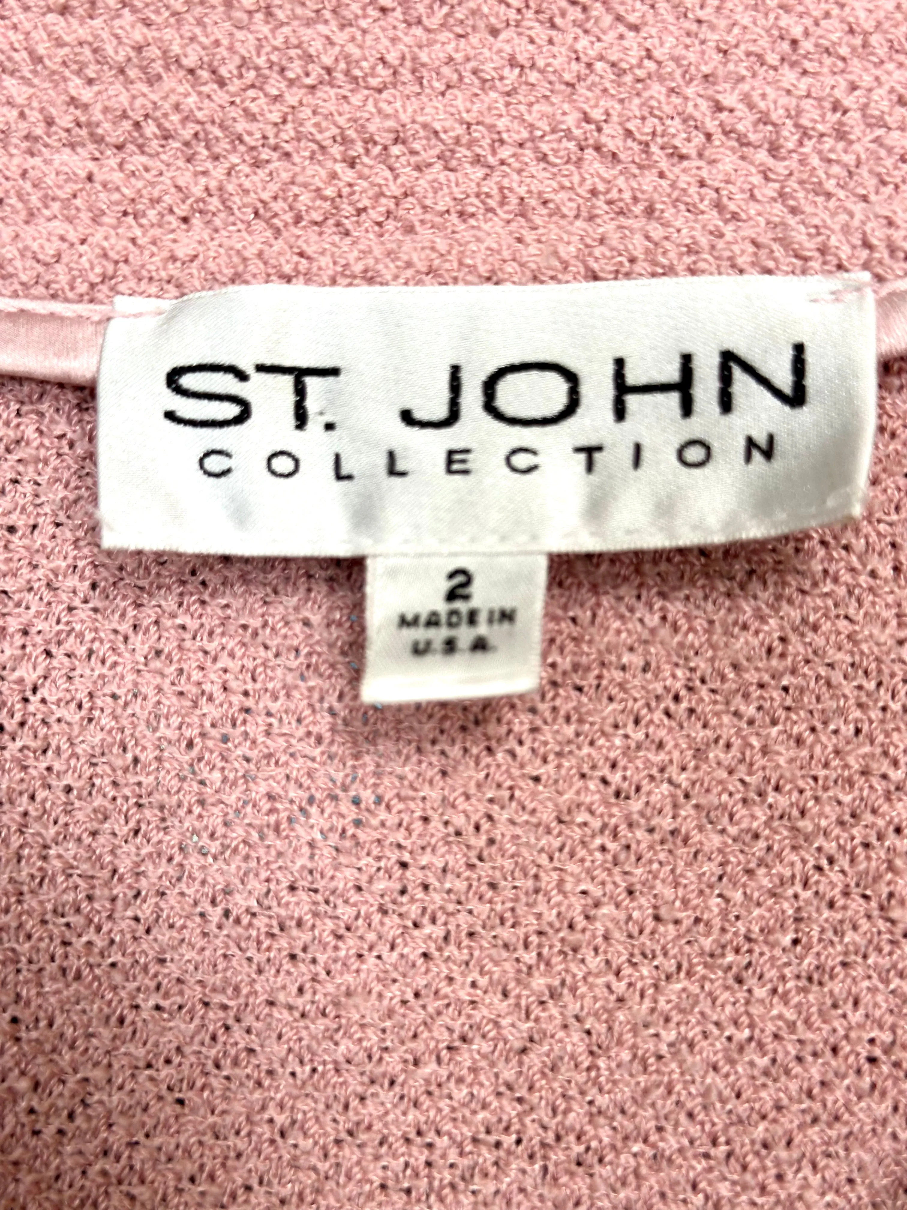 ST. JOHN Blush Pink Longline Cardigan With decorative buttons Size 2 (pre-owned)