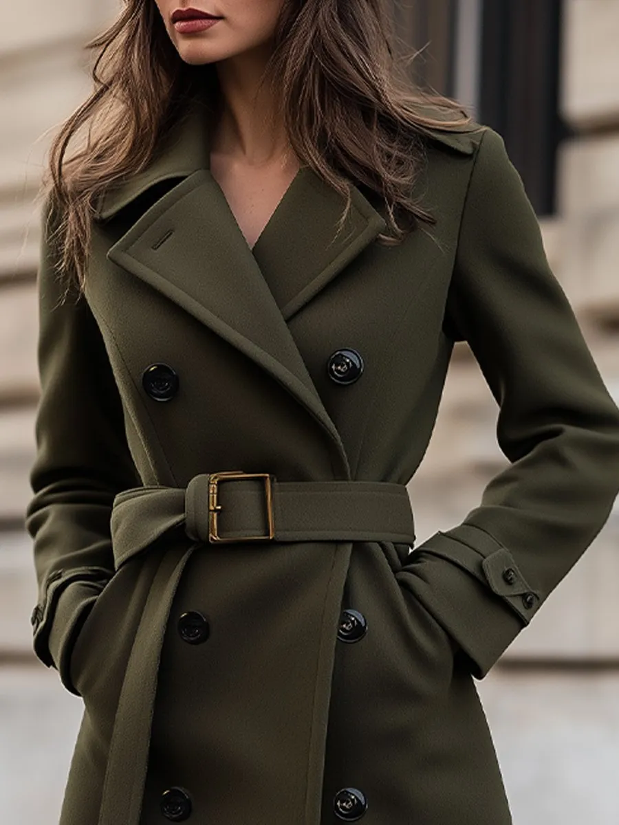 Tailored Olive Green Wool Coat for Timeless Winter Elegance