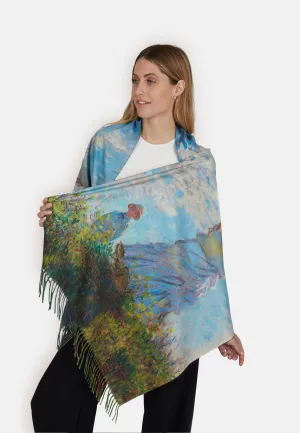 Umbrella Print Super Soft Wool Fringed Scarf