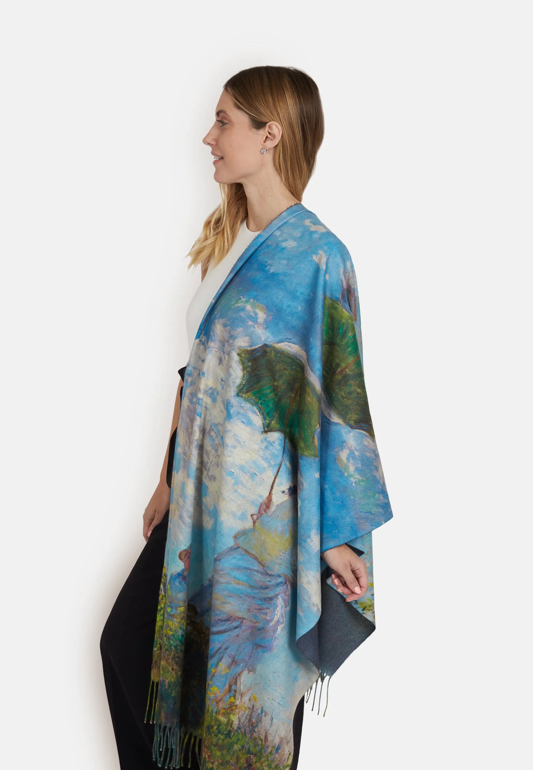 Umbrella Print Super Soft Wool Fringed Scarf