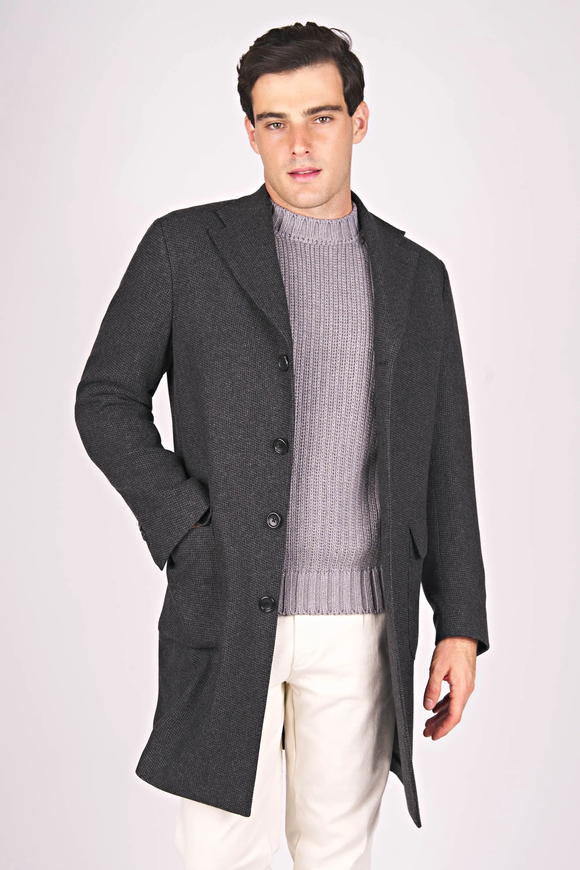 Unlined Singlebreasted Pure Cashmere Wool Coat