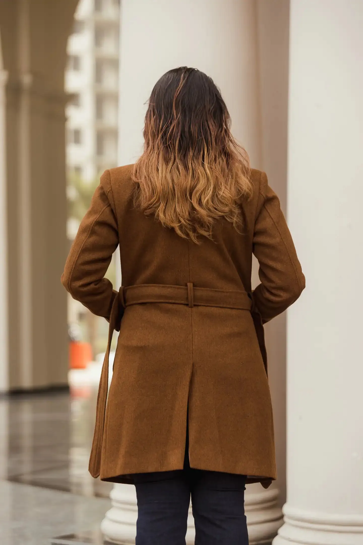 Women Long Coat with Belt