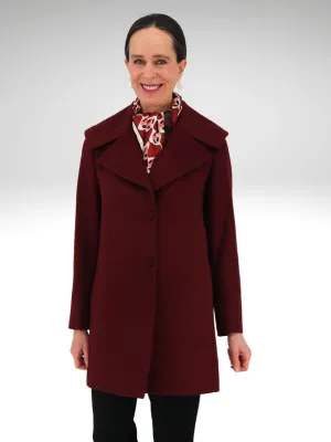 Women's Baby Alpaca Mid-Length Coat - Burgundy