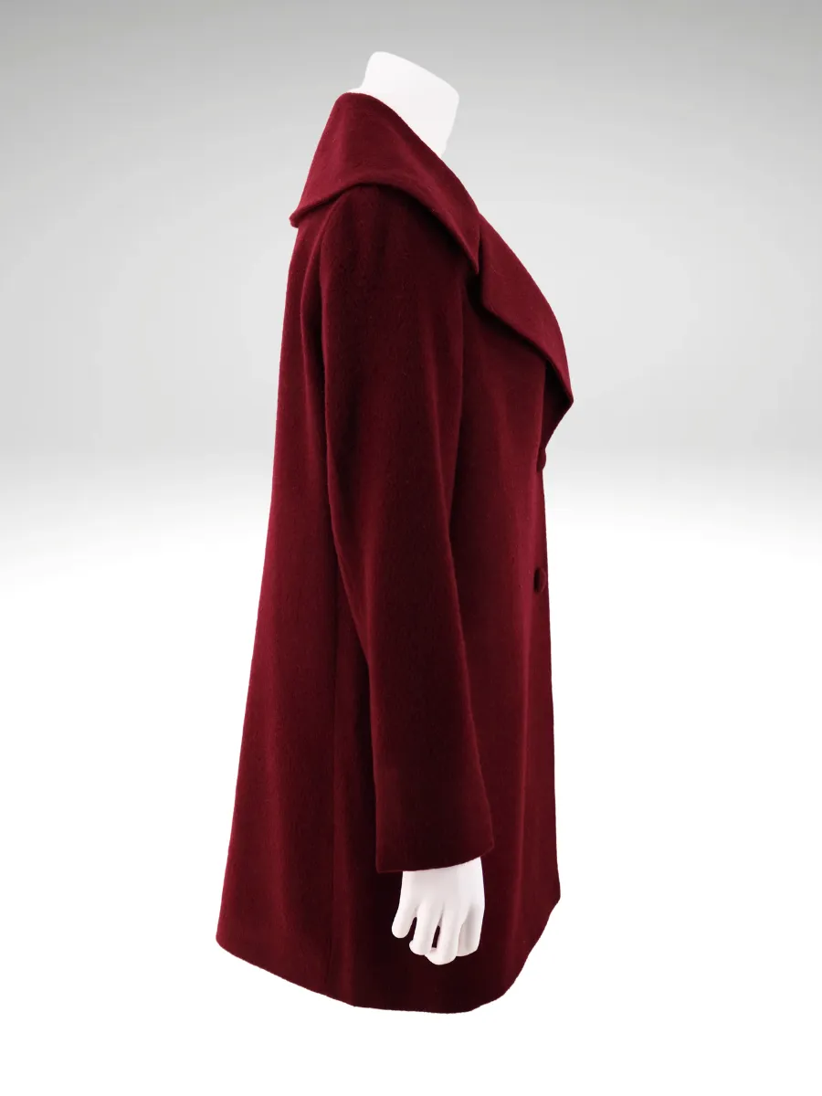 Women's Baby Alpaca Mid-Length Coat - Burgundy