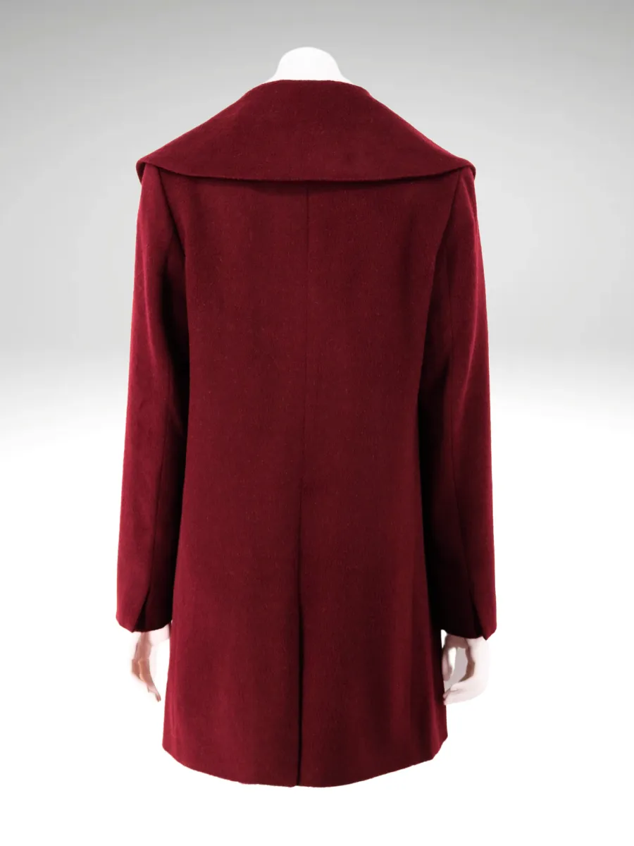 Women's Baby Alpaca Mid-Length Coat - Burgundy