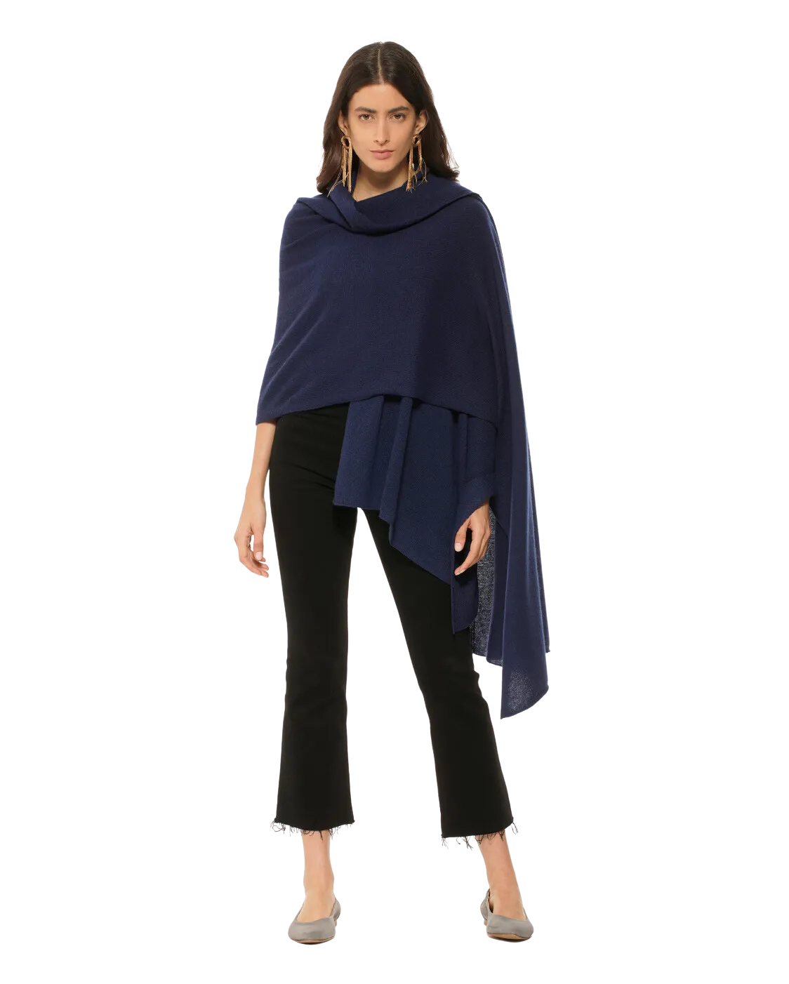 Womens's Pure Cashmere Maxi Wrap Blue