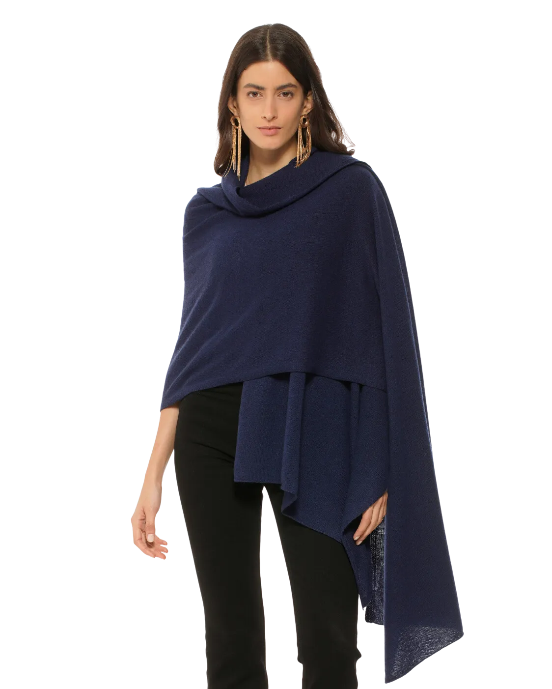 Womens's Pure Cashmere Maxi Wrap Blue