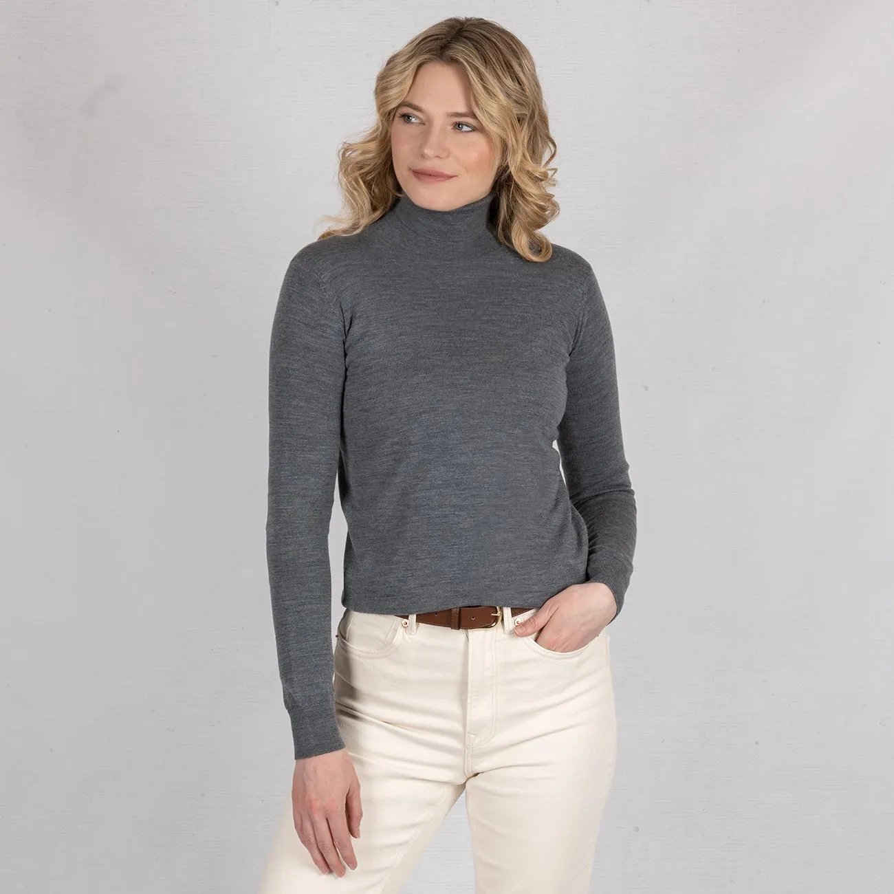 Wool Pullover Light Turtleneck Women