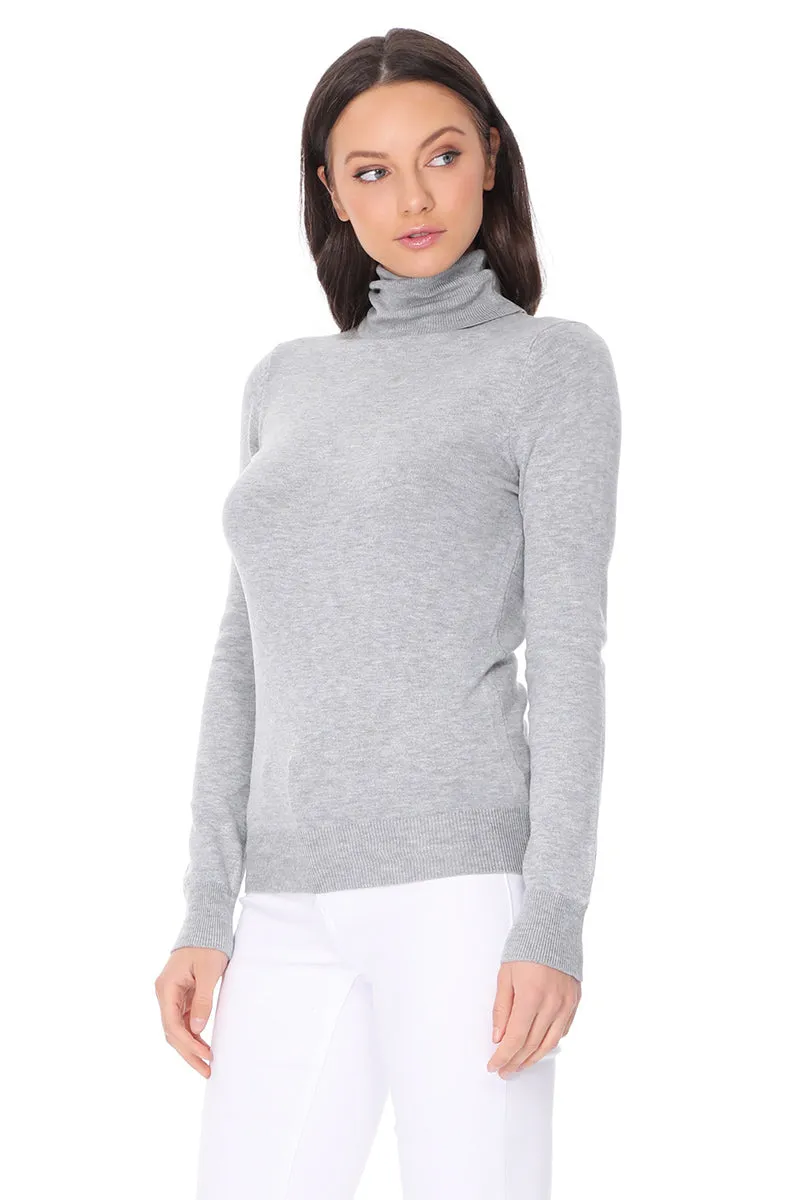 YEMAK Women's Classic Fitted Long Sleeve Turtleneck Pullover Sweater MK3349 (S-L)