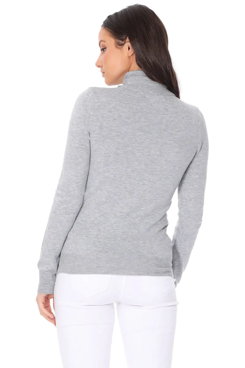 YEMAK Women's Classic Fitted Long Sleeve Turtleneck Pullover Sweater MK3349 (S-L)