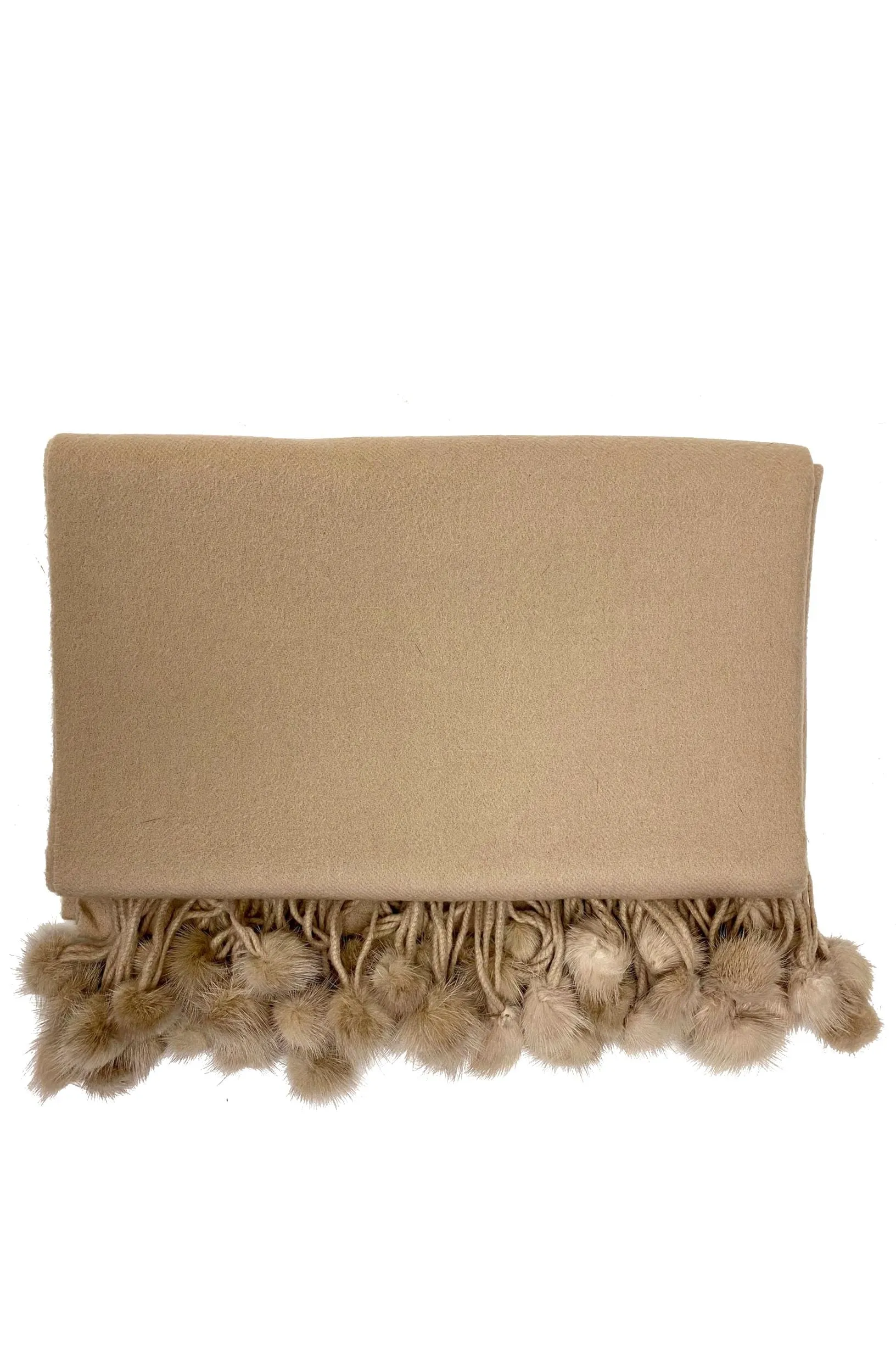 ZELL - Cashmere Wrap with Mink Pom Pom